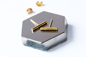 Bar Geometric Sterling Silver And Gold Stud Earrings, 4 of 10