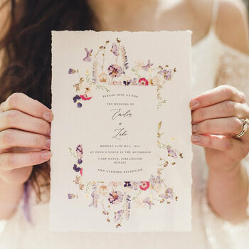 Fleur Handmade Paper Wedding Invitation, 3 of 5