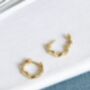 18 K Gold Plated Wave Huggie Hoop Earrings, thumbnail 3 of 10