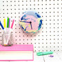 Lilac And Neon Marbled Jesmonite Wall Clock, thumbnail 1 of 6