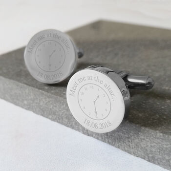 Personalised Circle Cufflinks A Moment In Time, 3 of 5