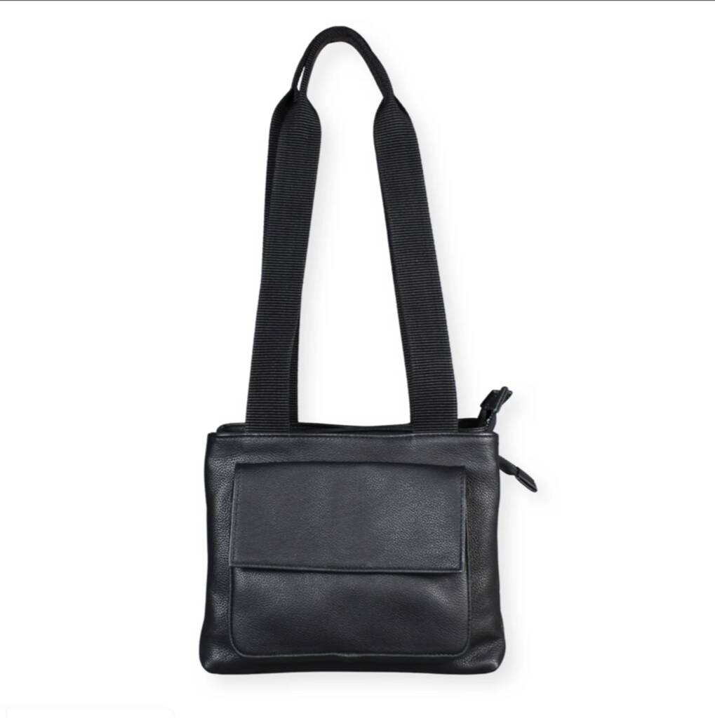 Black Leather Zip Tote Bag With Gunmetal Zips By LeatherCo ...