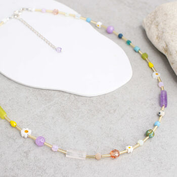 Ettie Sterling Silver Beaded Gemstone Necklace, 2 of 4