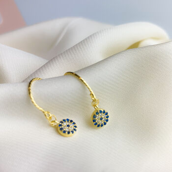 Sterling Silver Evil Eye Dangle Earrings, 3 of 4