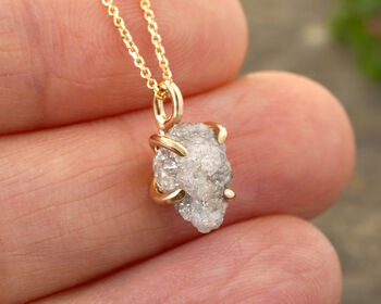 Natural Raw Diamond Necklace In 14k Yellow Gold, 2 of 3