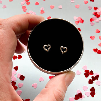 Sterling Silver Heart Studs In A Gift Tin, 3 of 10