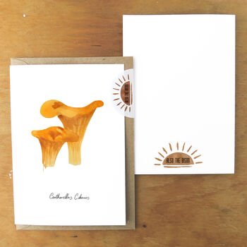 Chanterelle Mushroom Print A6 Greetings Card, 3 of 8