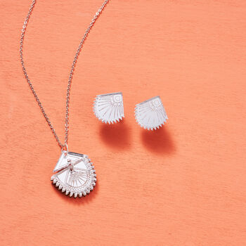 Lotus Necklace And Studs Set, 3 of 4