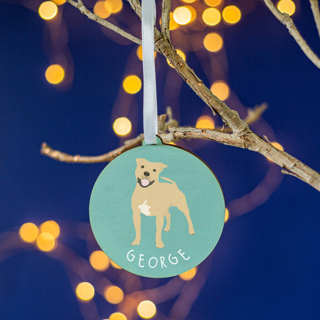 Staffie Personalised Dog Christmas Tree Decoration, 1 of 6