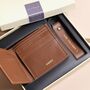 Personalised Men's Leather Wallet And Keyring Gift Set In Tan, thumbnail 2 of 4