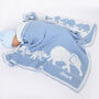 Personalised Elephant Reversible Blanket Blue And White, thumbnail 1 of 6