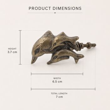 Vintage Brass Dolphin Pair Drawer Knob, 6 of 8