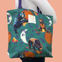 Sun And Moon Bears Green Animal Cotton Tote Bag, thumbnail 1 of 5