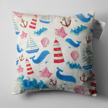 Whale And Lighthouse Themed Cushion Cover, 5 of 7