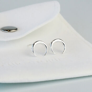 Sterling Silver Crescent Moon Stud Earrings, 4 of 5