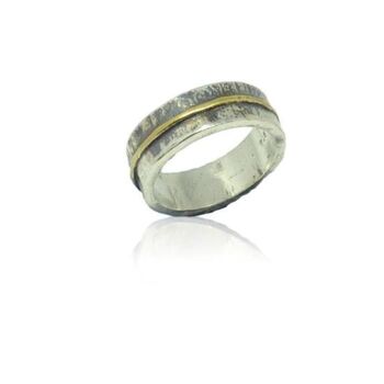 925 Silver And Gold Stripe Ring, 5 of 5