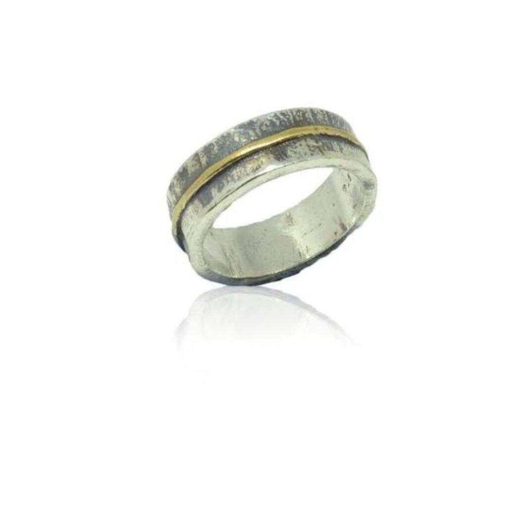 925 Silver And Gold Stripe Ring By CollardManson | notonthehighstreet.com
