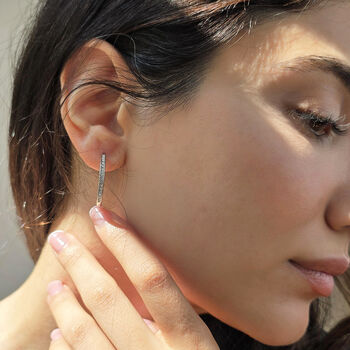 20mm Small Round Silver Hoop Earrings With Crystals, 3 of 6