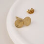 Gold Plated Sterling Silver Sunburst Circle Disc Stud Earrings – 5mm, thumbnail 6 of 9
