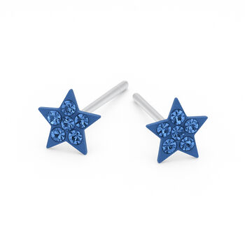 Sterling Silver Blue Cz Star Stud Earrings – 5mm, 9 of 10