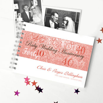 Personalised Ruby Wedding Anniversary Guestbook, 3 of 8