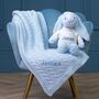 Personalised Pale Blue Toffee Moon Blanket And Bunny, thumbnail 1 of 4
