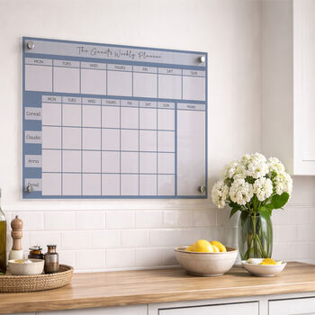Personalised Family Weekly Acrylic Whiteboard Planner, Various Colours, 2 of 9
