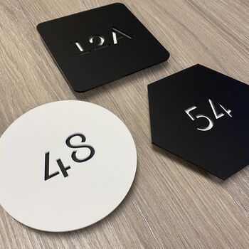 Monochrome Laser Cut Square House Number, 6 of 11