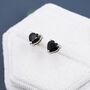 Genuine Black Onyx Crystal Heart Stud Earrings, thumbnail 5 of 8