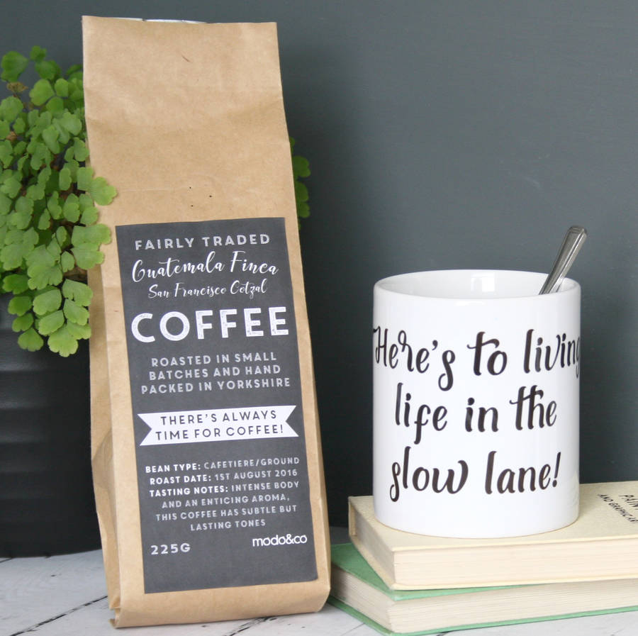 Personalised 'Life In The Slow Lane' Coffee And Mug Set, 1 of 2