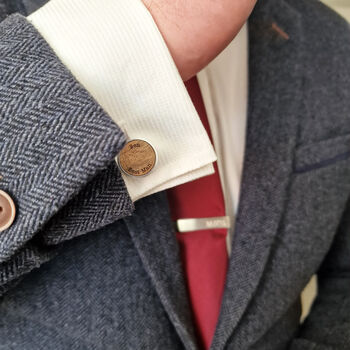 Personalised Walnut Wood Groom And Coordinate Cufflinks, Wedding, 3 of 5