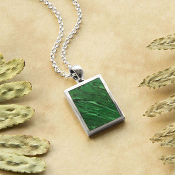 Engravable Sterling Silver And Malachite Necklace, 4 of 6
