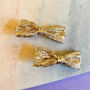 Elegant Metallic Gold Bow Hair Clips, thumbnail 1 of 2