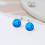 Sterling Silver Blue Opal Bead Stud Earrings, thumbnail 1 of 8