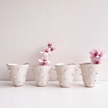 Handmade White Spiky Ceramic Cactus Vase, 3 of 6