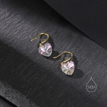 Alexandrite Purple Pink Cz Heart Drop Dangle Earrings, 2 of 9