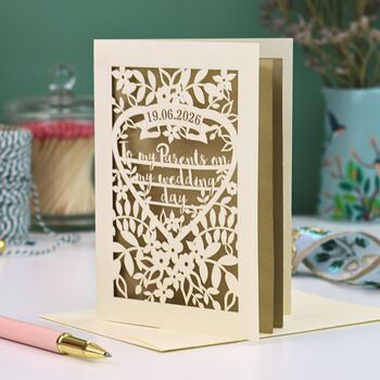 Personalised 'To My Parents On My Wedding Day' Card, 4 of 9