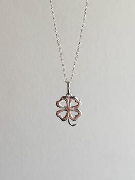 Four Leaf Clover Sterling Silver Necklace, 2 of 7