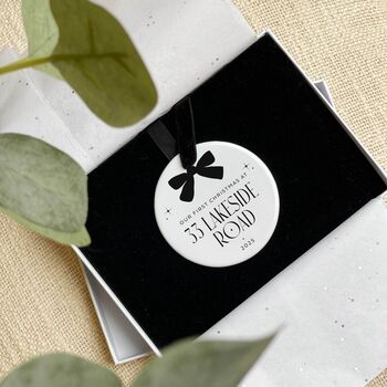 First Christmas In New Home Personalised Ceramic Bauble, 3 of 10