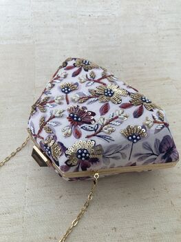 Purple Statement Handcrafted Floral Clutch Bag, 6 of 11