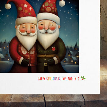 Gay Christmas Card, Two Santas Lgbt Pride, 3 of 3