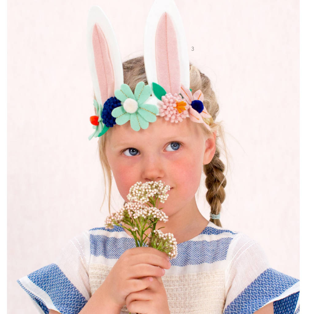 Image of Bunny Ears And Flowers Headband