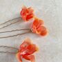 Red And Orange Flower Hair Pins, thumbnail 2 of 8