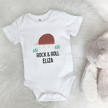 Personalised Armadillo Rock And Roll Babygrow, 2 of 8