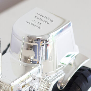 Personalised Tractor Silver Plated Money Box, 2 of 3