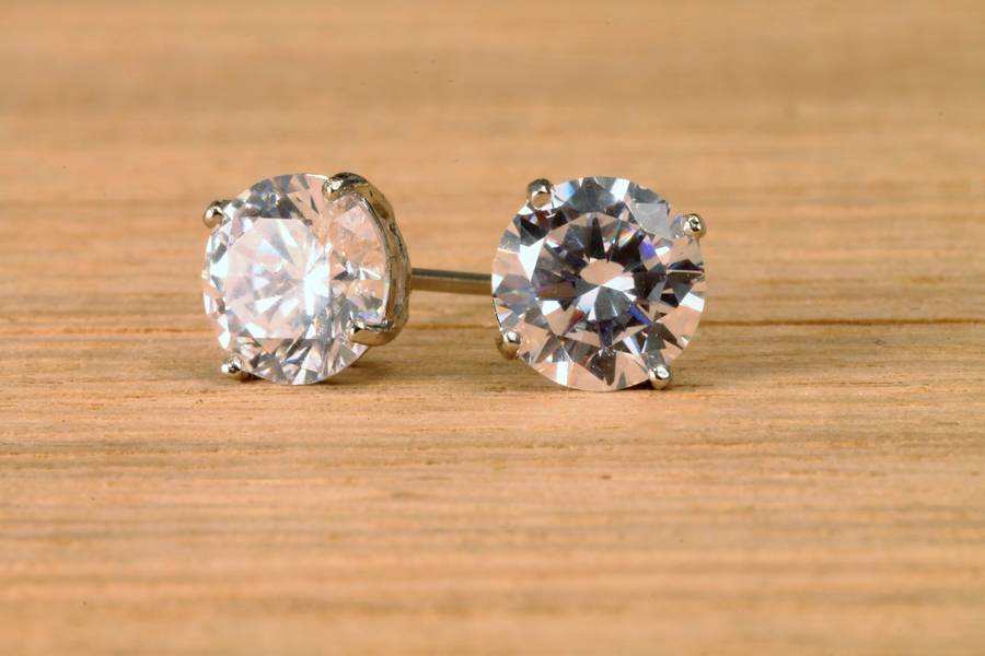 round silver stud earrings with swarovski crystals by diamond affair ...