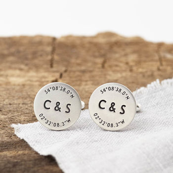 Personalised Silver Coordinate And Initials Cufflinks, 6 of 9