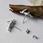 Sterling Silver Leaping Hare Stud Earrings, thumbnail 3 of 4