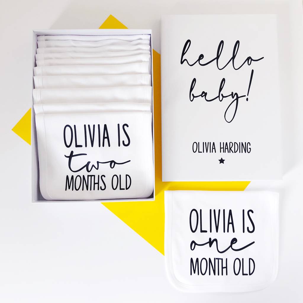 Image of Milestone Baby Bibs Boxed Set Of 12