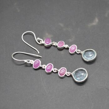 Ruby, Blue Topaz Dangle Earrings, 7 of 8